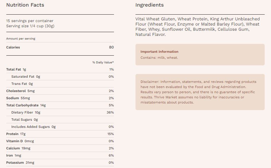 nutrition facts keto flour